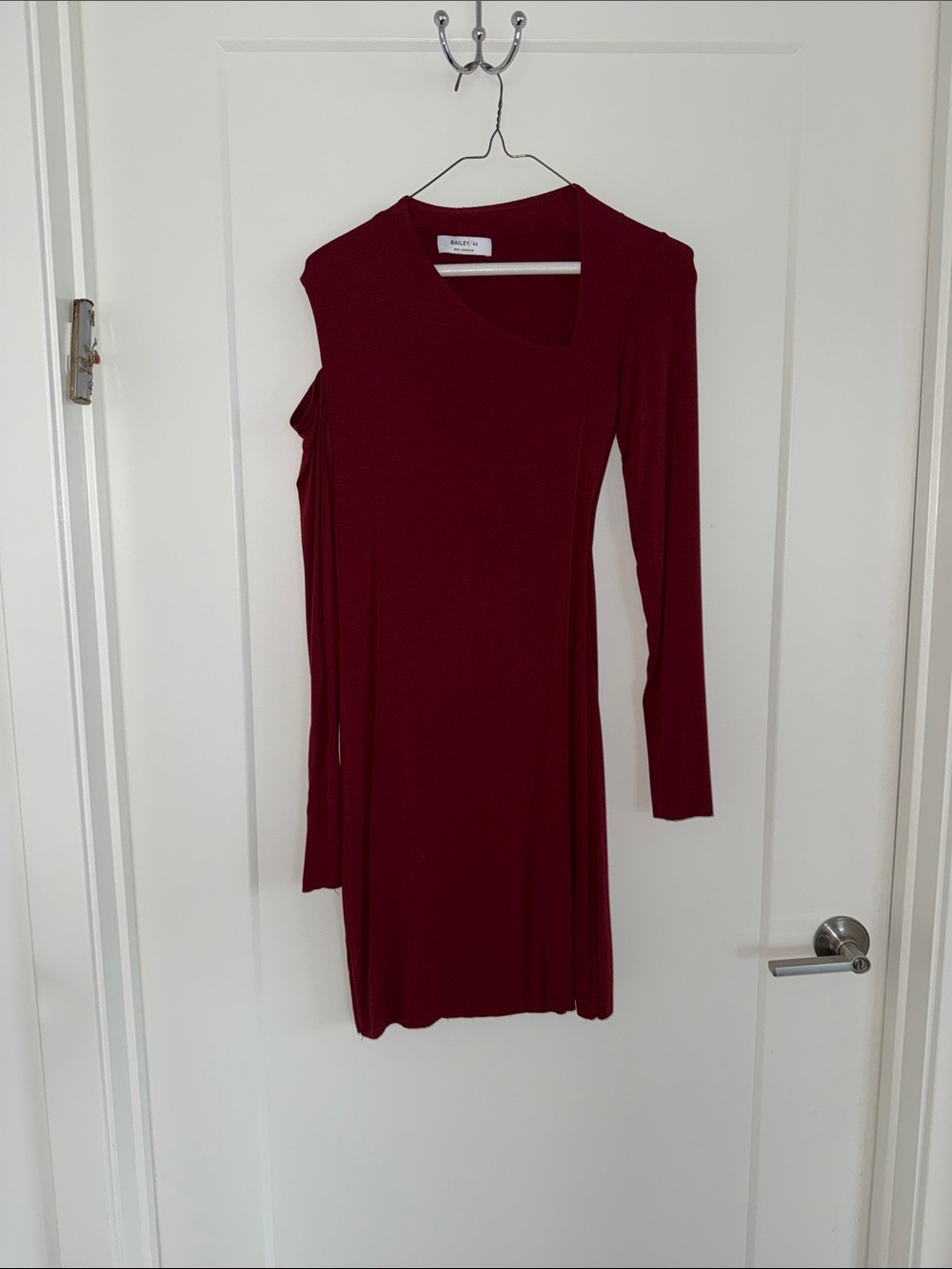 Bailey 44 Burgundy One-Shoulder Long Sleeve Dress